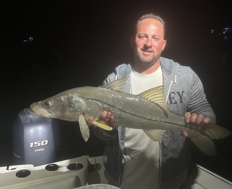 Trophy snook caught on a night fishing trip with Zookeeper Charters