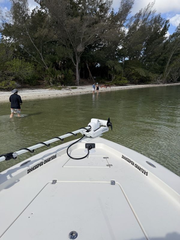Wading off the bow onto a spoil island