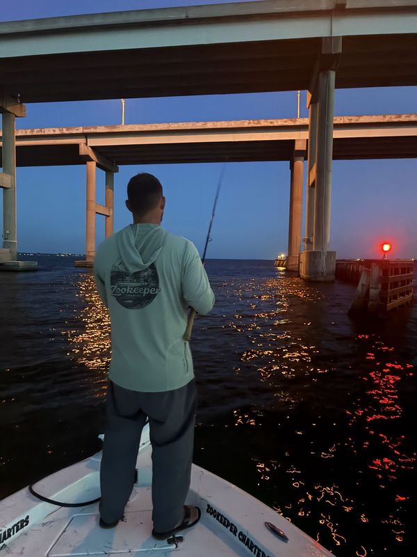 Fishing the bridge lights at night at Sebastian Inlet
