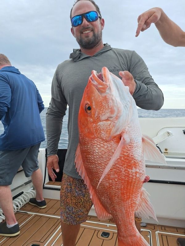 Big red snapper on the deck