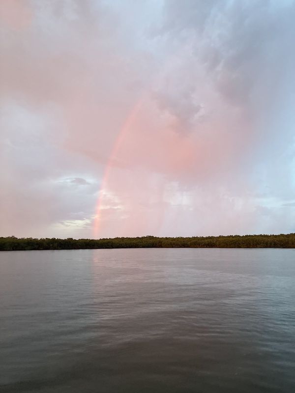Pink evening sky over the lagoon